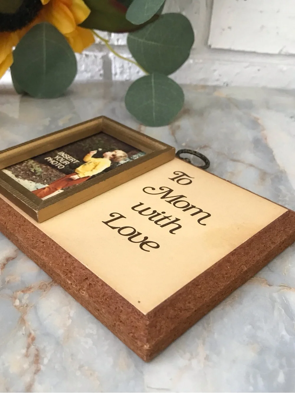 Vintage Cork To Mom With Love Decorative Photo Frame Brown and Gold